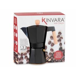 Kinvara Cafetera Aluminio 3 Tazas 150 ml Negra con Asa de Madera 8.5x15.7x14 cm (12 Unidades) Kinvara Cafetera Aluminio 3 Tazas 150 ml Negra con Asa de Madera 8.5x15.7x14 cm (12 Unidades)