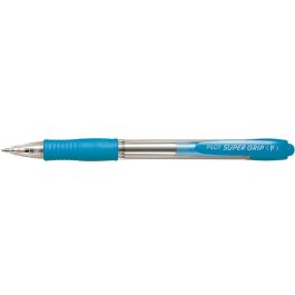 Boligrafo Pilot Super Grip Celeste Retractil Sujecion De Caucho Tinta Base De Aceite 12 unidades