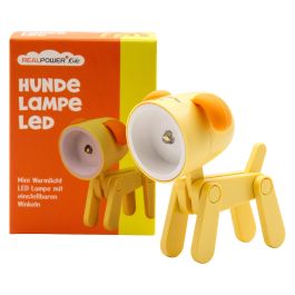 RealPower 486316 Linterna LED para Mascotas, Taschenlampe para Perro, Color Naranja y Amarillo, Alimentación por 3 Baterías LR41, 1 Bombilla LED Incluida