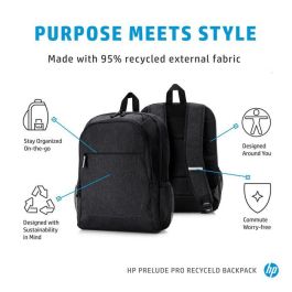 HP Prelude Pro Mochila Reciclada 15.6 pulgadas para Portátil - Fabricada con Tejido Reciclado y Funciones de Seguridad
