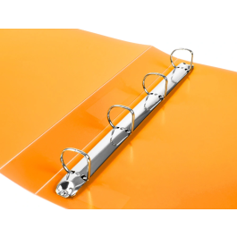 Liderpapel Carpeta 4 Anillas 25 mm Mixtas Polipropileno DIN A4 Naranja Fluor Opaco con Tarjetero