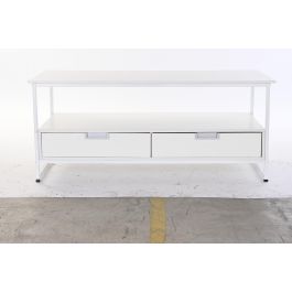 DKD Home Decor Mesa Centro Urban Blanco con 2 Cajones y 1 Estantería, Metal y MDF, 110 Ancho x 55 Largo x 46 Alto cm DKD Home Decor Mesa Centro Urban Blanco con 2 Cajones y 1 Estantería, Metal y MDF, 110 Ancho x 55 Largo x 46 Alto cm