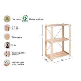 Estanteria alistonada evolution 3 111x76,7x43cm pino macizo astigarraga Precio: 48.98999963. SKU: B13C6QMBRT