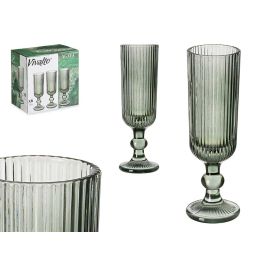 Vivalto Copa Cava Verde Musgo Rayas 160 ml, Vidrio, 6x18x6 cm, No apto para Lavavajillas/Microondas (24 Unidades)