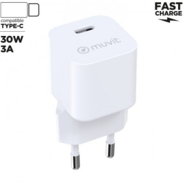 Muvit For Change MCACC0047 Cargador de Pared USB Tipo-C PD 30W BiooFnix Sostenible de Biorresina para Smartphones