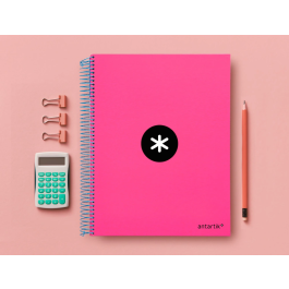 Antartik Micro Cuaderno Espiral A4 Forrado 120 Hojas 90gr Horizontal Rosa