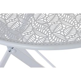 DKD Home Decor Mesa Terraza y Jardín Blanco Hierro Plegable Hojas Set de 3 60 x 60 x 70 cm