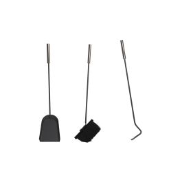 DKD Home Decor Chimenea Decorativa Moderna Negra de Acero Inoxidable - Set de 3. Alto 51 cm, Ancho 11 cm