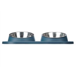 Comedero Doble Metálico Azul Mascow 40x22x8.5 cm (12 Unidades) Comedero Doble Metálico Azul Mascow 40x22x8.5 cm (12 Unidades)