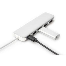 Digitus USB-C-Hub 4-Port 3.0->4xA3.0 1xC-PD intgr.Kabel wei Concentrador USB Type-C 4 Puertos 3.0 5000 Mbit/s Aluminio Plata