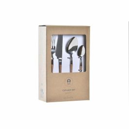 DKD Home Decor Cubertería Moderna de Inox Plateado Natural Set de 16 Piezas Apto para Lavavajillas Classic Mision