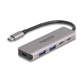 DeLOCK Hub USB 3.2 Gen 1 (5 Gbps) con 2 Puertos USB Type-C y 2 Puertos USB Type-A, Conector Tipo-C, Cable de 15 cm, Carcasa de Metal Gris Precio: 25.6883. SKU: B12KX26WJ6
