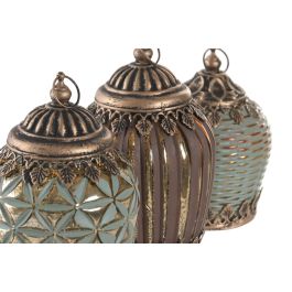 DKD Home Decor Decoración Luminosa Árabe Verde Marrón 13x17.5x13 cm 6 Unidades LED Cristal