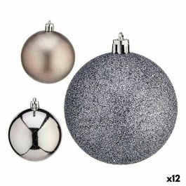 Set de Bolas de Navidad Krist+ Plateado Plástico Ø 7 cm (12 Unidades)