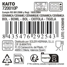 La Mediterranea Bol Aperitivo Japonés Ø15.3 x 7.2 cm con 6 Diseños Relieve "Kaito" Cerámica (18 Unidades)