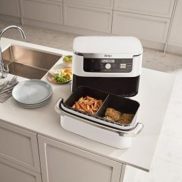 Ninja AF500EUWH Foodi FlexDrawer Freidora de Aire Caliente 10.4L Doble Zona 8 Personas Blanco