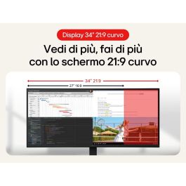 LG Monitor Curvo Ultrawide 34U650A - B 34 Pulgadas 3440x1440 WQHD IPS 100Hz USB-C 96W