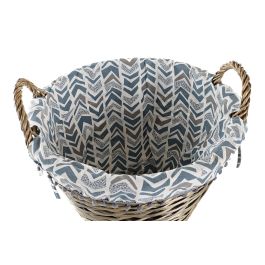 DKD Home Decor Cesta de Mimbre y Poliester Blanco y Azul, 44 cm Ancho x 44 cm Largo x 42 cm Alto, 1 kg DKD Home Decor Cesta de Mimbre y Poliester Blanco y Azul, 44 cm Ancho x 44 cm Largo x 42 cm Alto, 1 kg