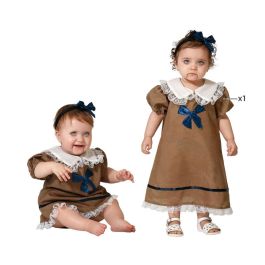 Disfraz Bebé Muñeca Época Vestido Marrón Encaje Lazos Azules 12-24 Meses Precio: 11.49999972. SKU: B1A7H6X83L