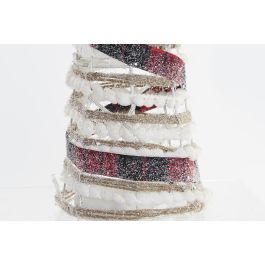 DKD Home Decor Cono Navidad Ratan Led Natural Blanco Negro Rojo 20 x 80 x 20 cm Set de 3