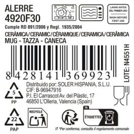 La Mediterranea Mug Alerre 320 ml (Ø 8 cm x 10.5 cm) de Cerámica para Café (24 Unidades)