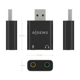 AISENS - CONVERSOR USB-A A AUDIO 48KHz, USB-A/M-2xJACK 3.5/H, NEGRO AISENS - CONVERSOR USB-A A AUDIO 48KHz, USB-A/M-2xJACK 3.5/H, NEGRO