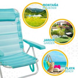 Silla de Playa Aktive Plegable Turquesa 48 x 84 x 46 cm (2 Unidades)