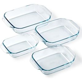 Pyrex PYR3426470297912 Juego de 4 Fuentes para Horno de Vidrio Rectangular, 27/31/35/39 cm
