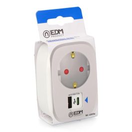 Edm Adaptador 1 Toma Schuko con 2 USB (A + C) Blanco 3680W/230V Precio: 14.88999985. SKU: B1GK8QQVZR