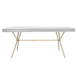 Mesa de Comedor DKD Home Decor Gris Dorado Blanco Latón Madera de mango (180 x 90 x 76 cm)