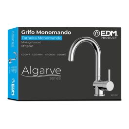 Edm Grifo Monomando Cocina Caño Alto Serie Algarve Cromado Latón Cerámico 31cm