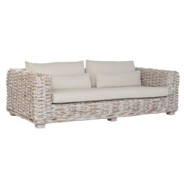 DKD Home Decor Indo 2c25 Sofá Balinés Bicolor Ratán 103 x 64 x 220 cm Set de 4 con Cojines