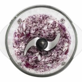 Hkoenig LEO8 Mini Picadora Eléctrica 320 W, Bol de Cristal 1 L, Cuchillas Acero Inoxidable, Negro Mate y Cromo