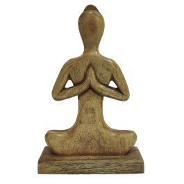 DKD Home Decor Figura Árabe de Yoga Marrón Claro de Mango 6 x 28.5 x 17.7 cm (3 Unidades)