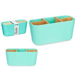 Organizador ovalado de bambú 5 huecos, verde menta, 21x10x9 cm - BERILO (6 Unidades)