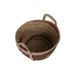 DKD Home Decor Cesta Boho Natural Marron Seagrass 38 x 41 x 38 cm Set de 3