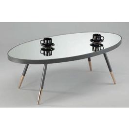 DKD Home Decor Mesa de Centro Urban con Tapa de Espejo y Estructura de Acero - Acabado Dorado y Negro - Medidas 110x50x41.5 cm