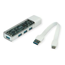 ROLINE 14.02.5062 Hub USB 3.2 Gen 1 Tipo A+C, 4 Puertos, Blanco, 5000 Mbit/s