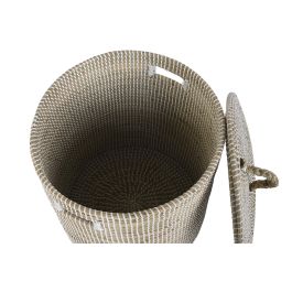 DKD Home Decor Cesta Basicos Seagrass Natural Blanco 42 x 48 x 42 cm