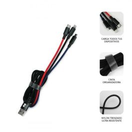 Cable Micro USB Subblim Premium 3in1 Azul Negro Rojo 1 m (1 unidad)