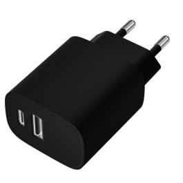 Leotec Cargador 20W 1xUSB-C PD + 1x USB-A Negro, Carga Rápida Power Delivery