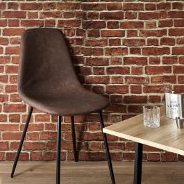 Home Deco Factory Silla Amber Marrón, Estilo Industrial, Respaldo Madera Contraplacada y Patas Hierro, 54.2x43.7x85.5 cm