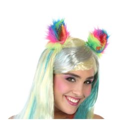 Orejas de Pelo Multicolor con Brillo para Fantasía y Unicornio, Accesorio para Fiestas y Disfraces