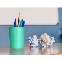 Q-connect Cubilete Portalapices Verde Menta Opaco Plastico Diametro 75 mm Alto 100 mm