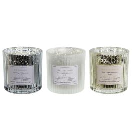 Vela DKD Home Decor Blanco Dorado Plateado 8,8 x 8,8 x 9 cm (3 Unidades) Precio: 21.90000054. SKU: B1J3MAEAD2