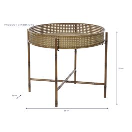 DKD Home Decor Mesita Auxiliar de Metal estilo Balines en Color Natural 59 cm Ancho x 59 cm Profundidad x 50 cm Alto