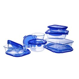 Pyrex PYR3426470278027 - Juego de 7 Recipientes para Guardar Alimentos Cook & Go de Vidrio con Tapa Hermética