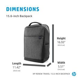 HP Renew Travel Mochila para Portátil de 15.6 Pulgadas con Compartimento Acolchado, Compatible con Serie 14/15/15s/Pavillon, Material Reciclado