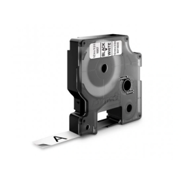 Dymo Cinta de Etiquetas Industrial Adhesiva Id1-12, Negro Sobre Blanco 12 mm