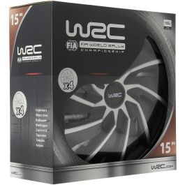 WRC Enjo Bi-colo 15 TURBO Tapacubos de Rueda Bicolores Juego de 4, Negro Mate y Gris Plateado, en ABS de 15 pulgadas, Diseño Deportivo